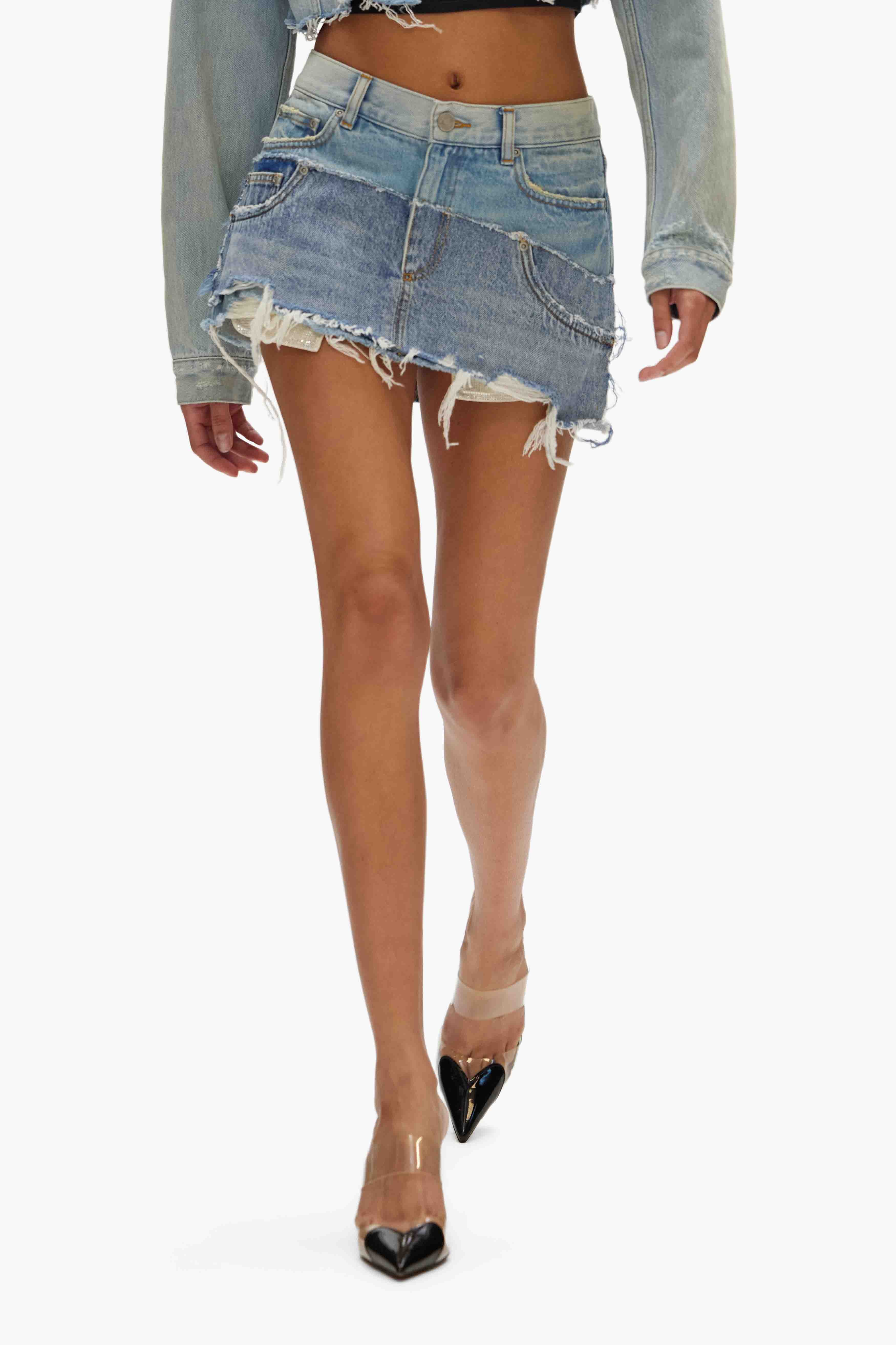 Double Denim Mini Skirt - Image 4