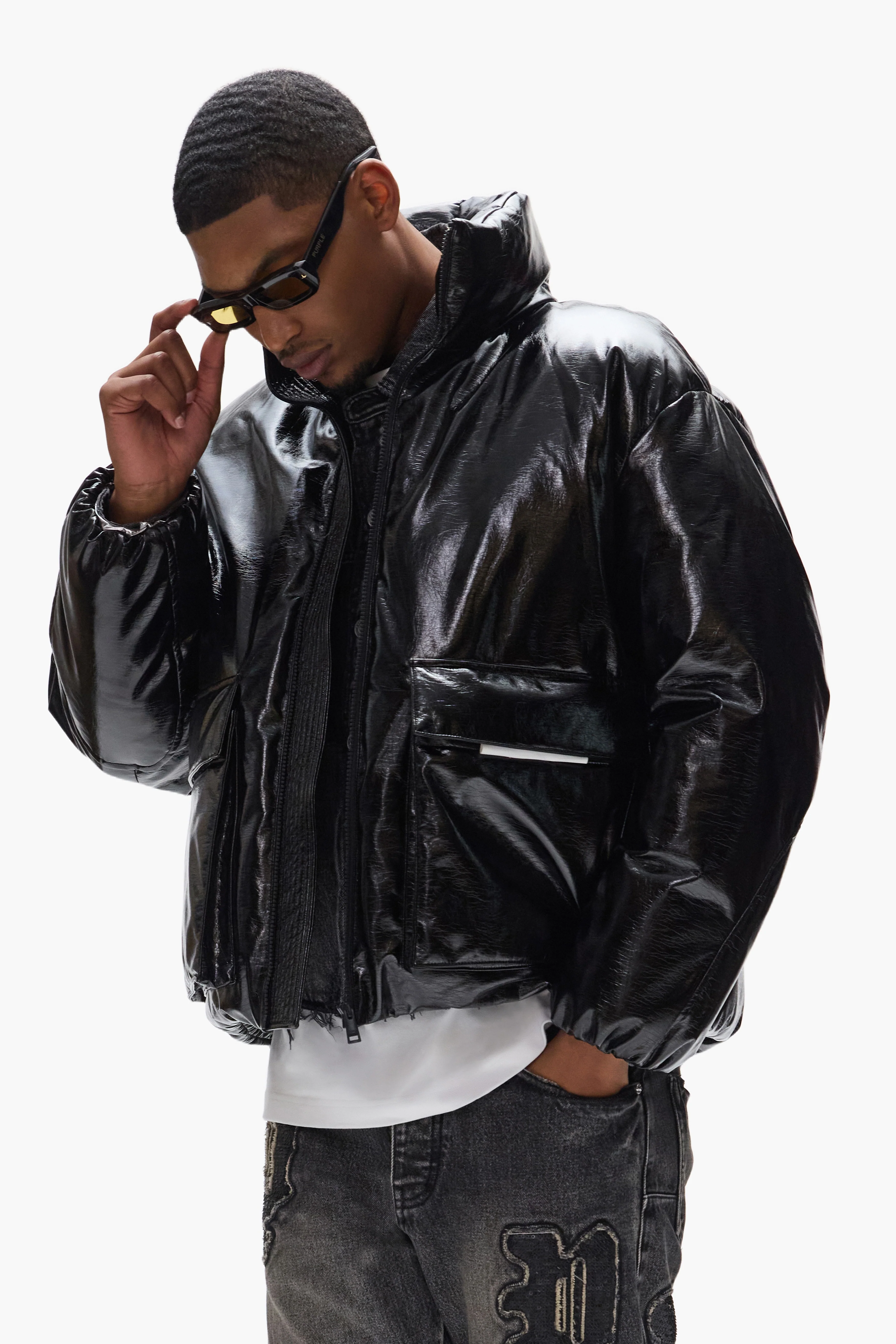 Leather Puffer Jacket - Image 4