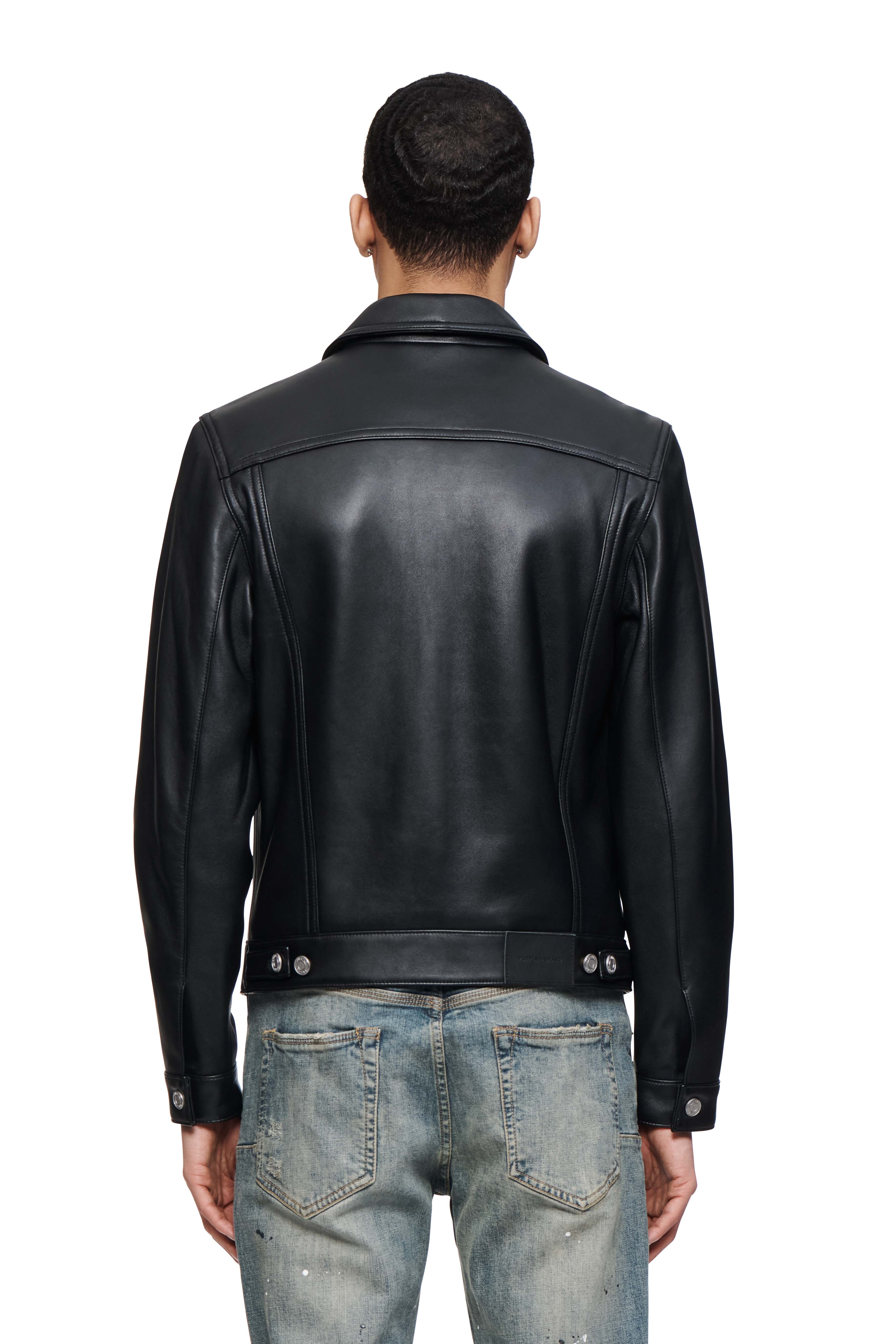P028 Leather Trucker Jacket - Image 2