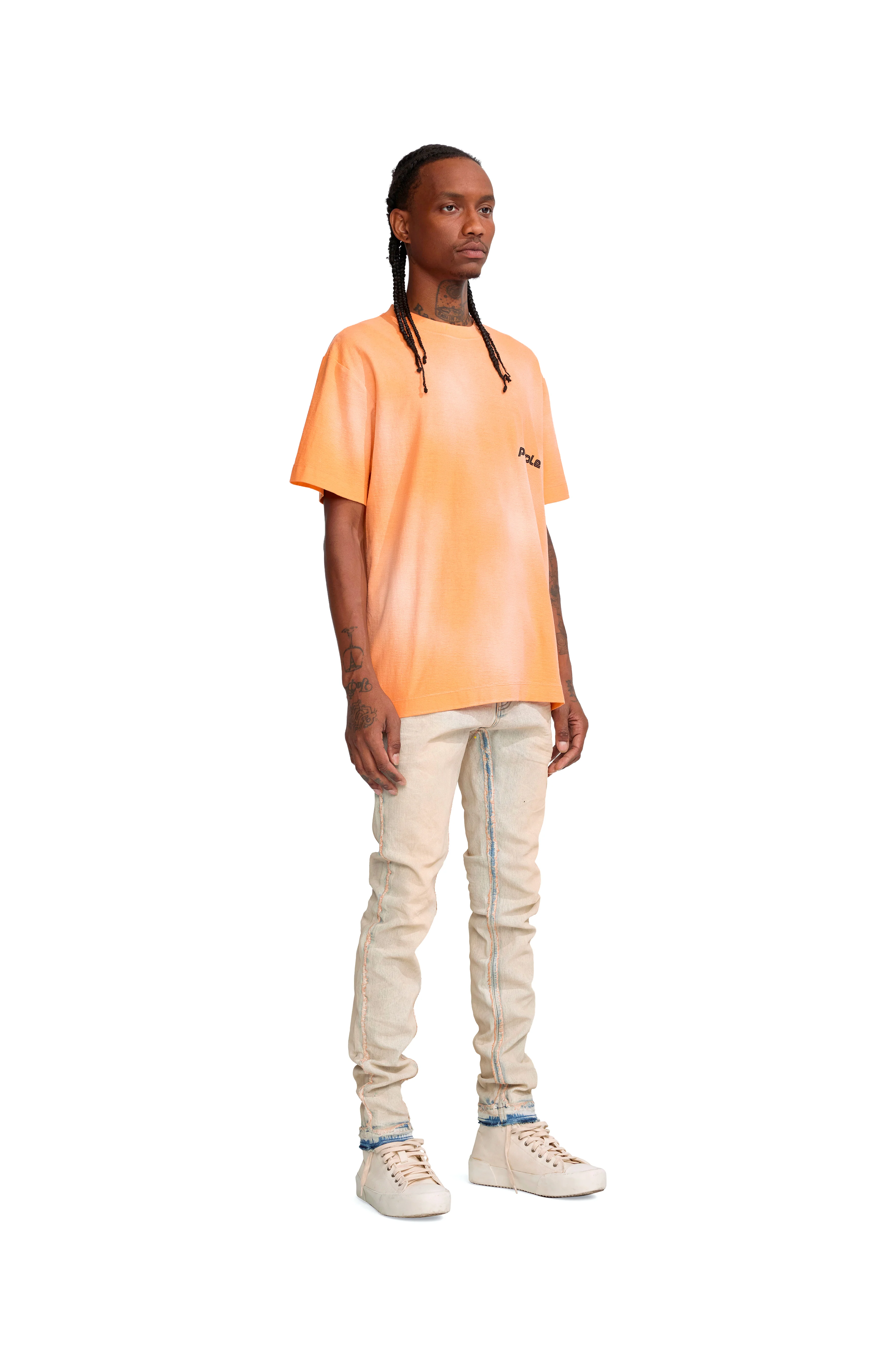 P104 REGULAR FIT T-SHIRT - Double Stripe in Neon Orange - Image 4